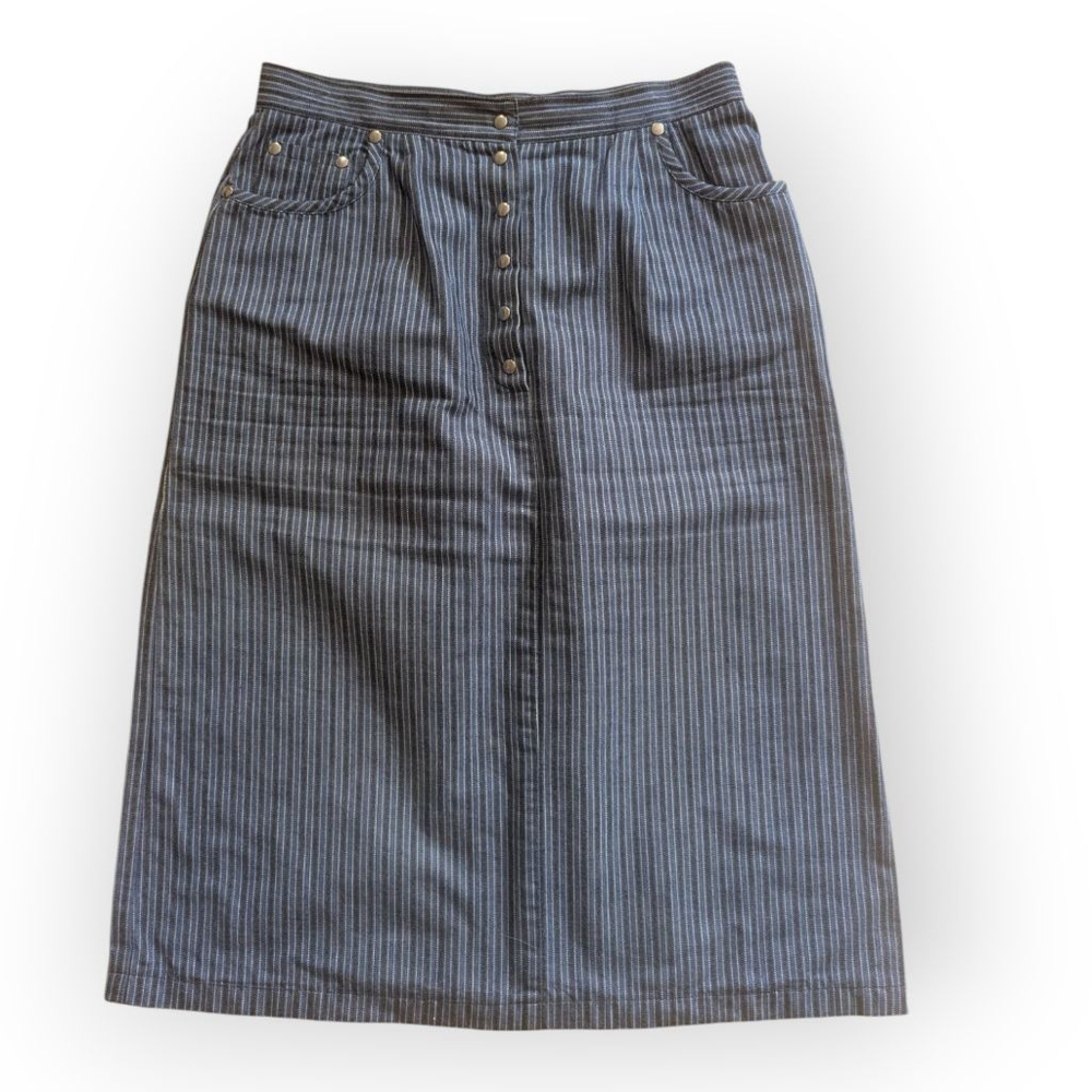 Harve Benard Blue Pinstripe Midi Skirt